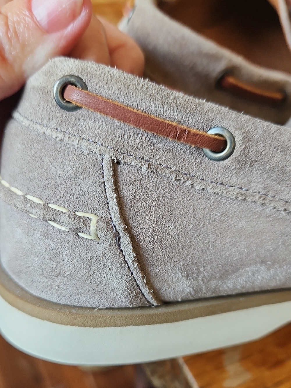 Allen Edmonds Force 10 sz 8.5 Port Washington Boat Shoes Suede Taupe - Picture 15 of 16